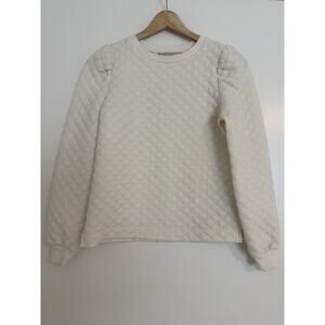 LOFT Quilted Long Sleeve Women’s Ivory Pullover Sweatshirt Size XXSP